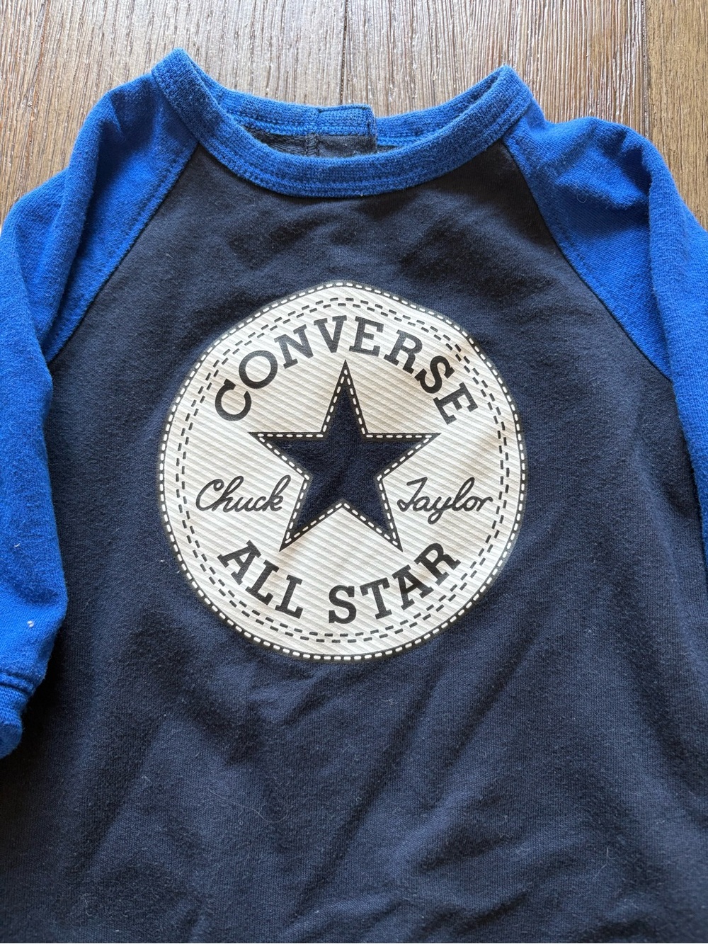 Converse Navy with Royal Blue Sleeve All Star Long Sleeve Romper - Picture 2 of 4